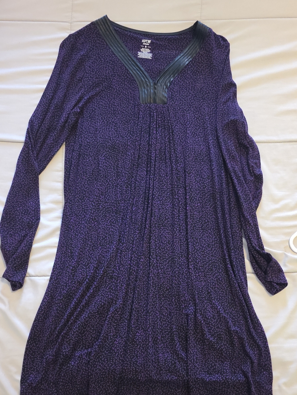 Apt. 9 Purple Long Sleeve Sleep Dress with Black Trim